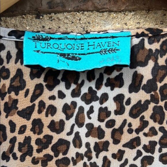 Turquoise Haven Boutique Leopard Print Women's Coat Cover Up Shaw One Size - Picture 14 of 14